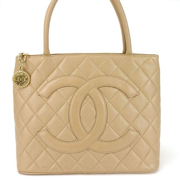 Chanel Handbags - Chanel Beige Leather Tote Bag (Pre-Owned)